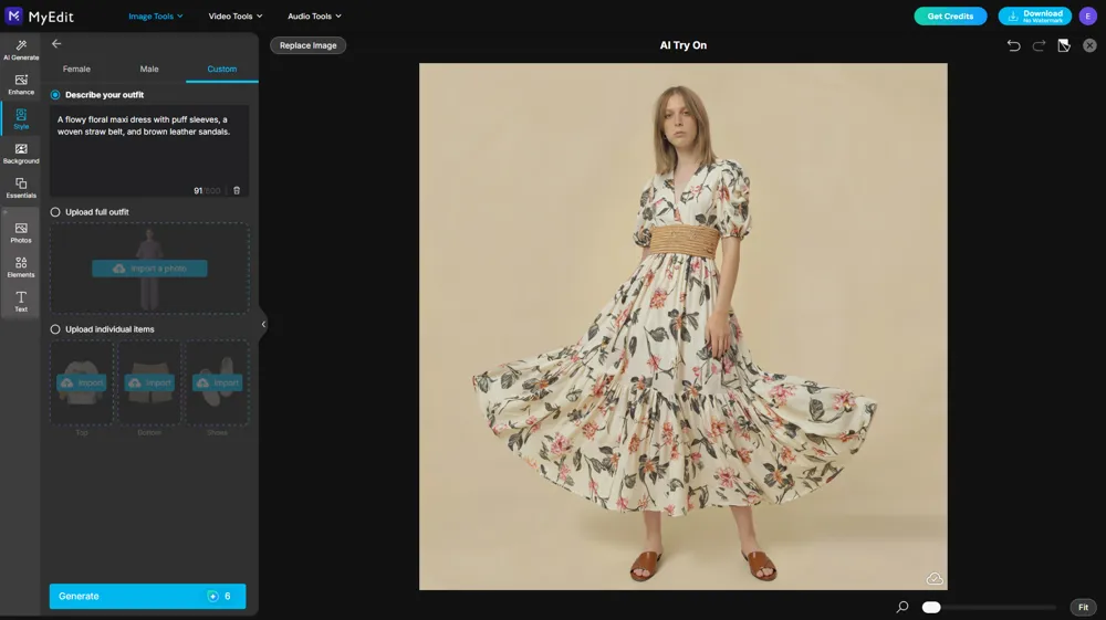 Floral maxi dress on the model