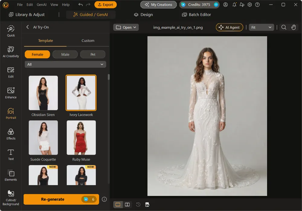 Ivory Lacework template result on the model
