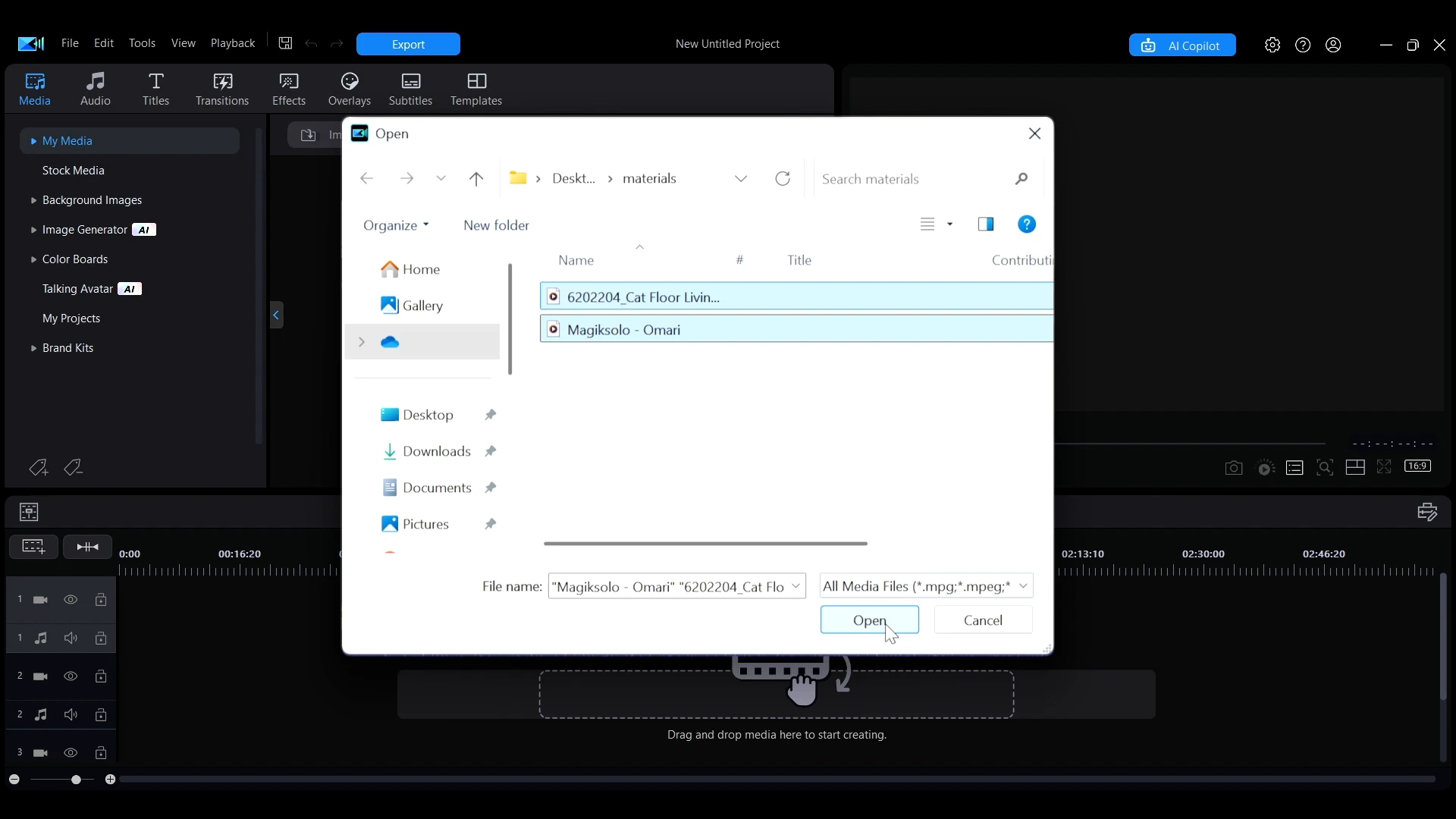 Importing media files into the PowerDirector Media Library
