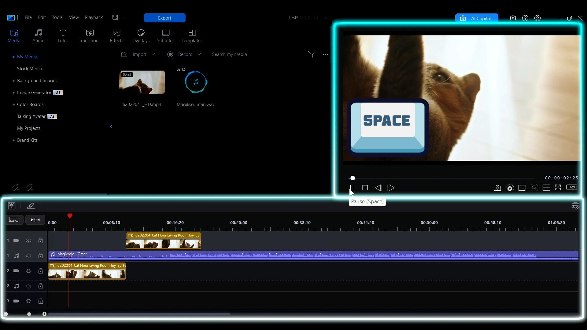 Previewing the edit in the Preview window