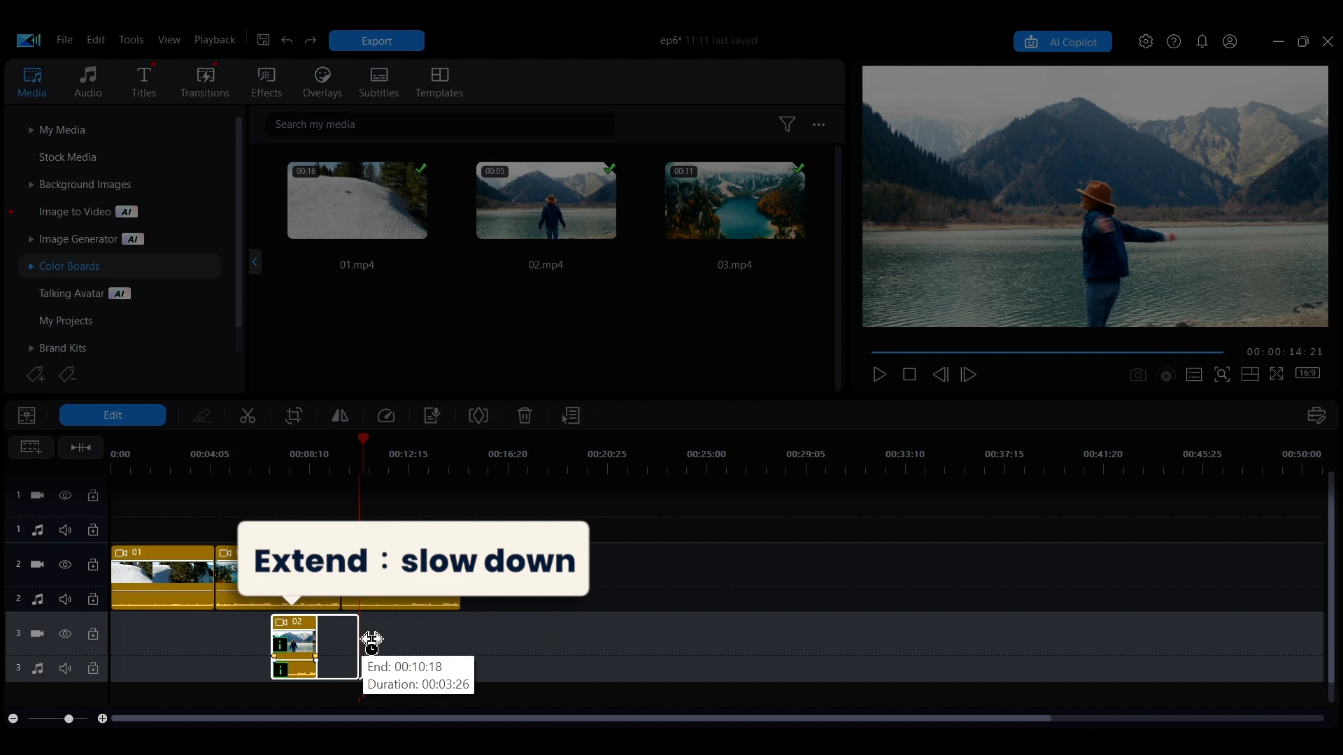 Holding Ctrl and dragging a clip edge to change its speed