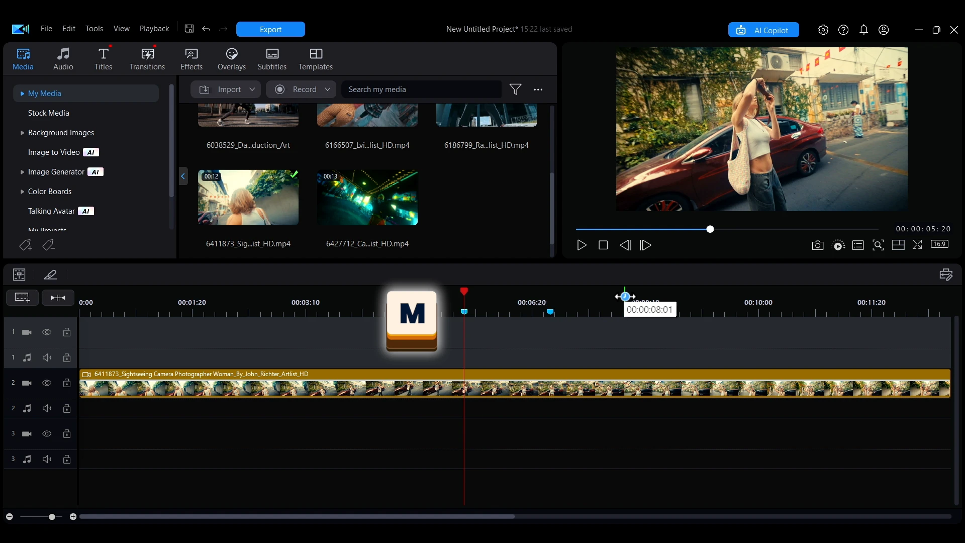Right-click menu on the timeline ruler showing Add Timeline Marker