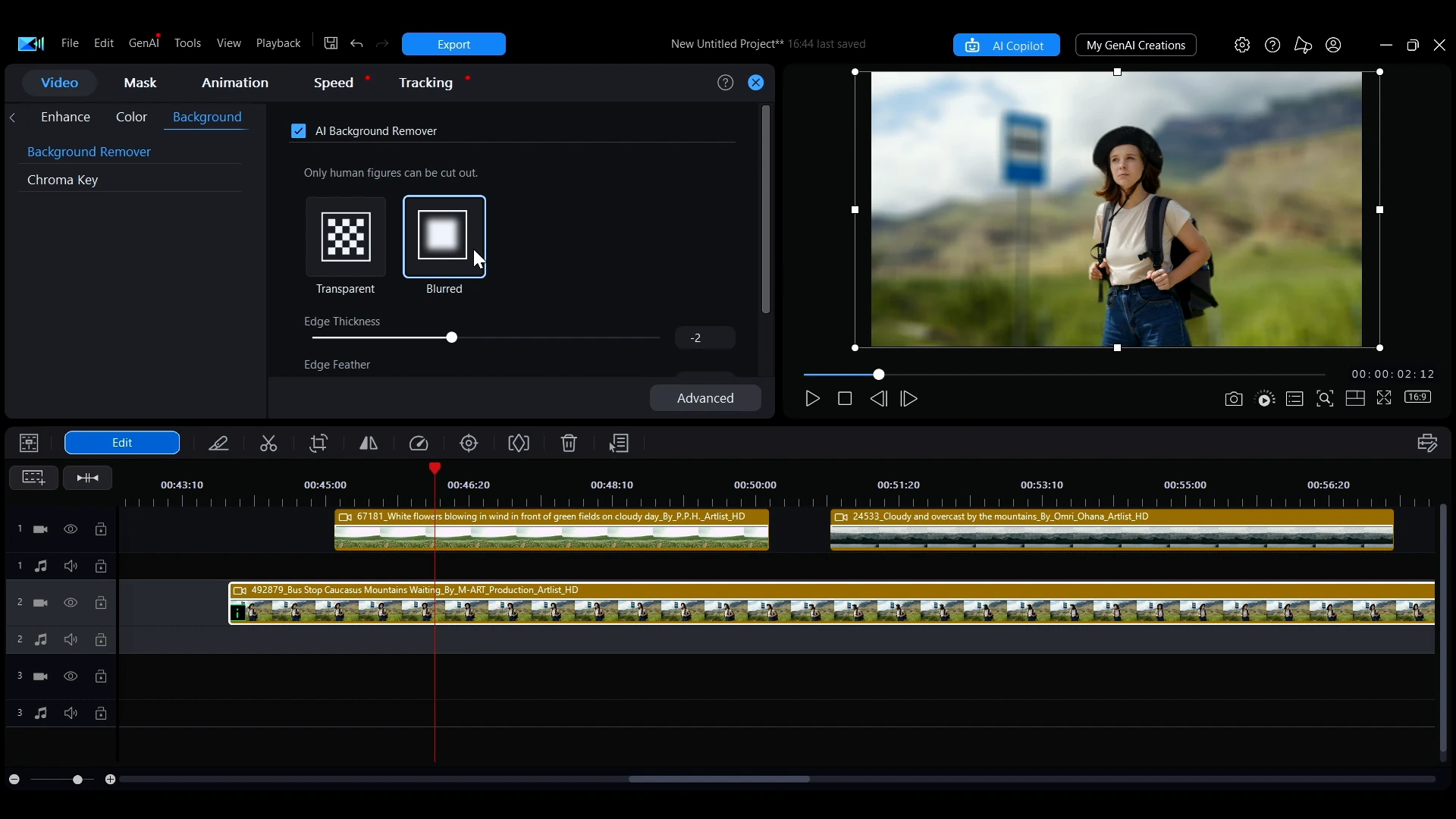 The finished shot in PowerDirector with the subject sharp against a defocused version of the original background.