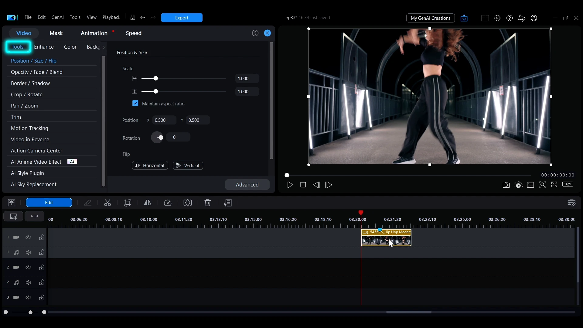 The Tools section highlighted on the Video tab in PowerDirector, where the Video in Reverse option lives.