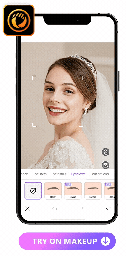 virtually try on 5 different wedding makeup looks with PhotoDirector in the UI mockup