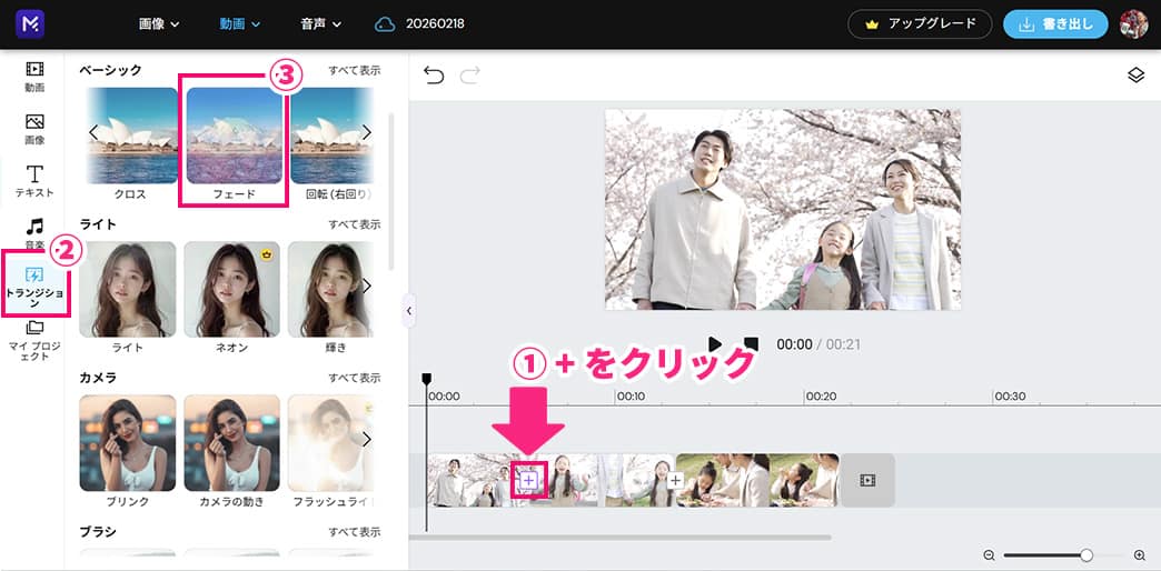 動画編集サイト トランジション