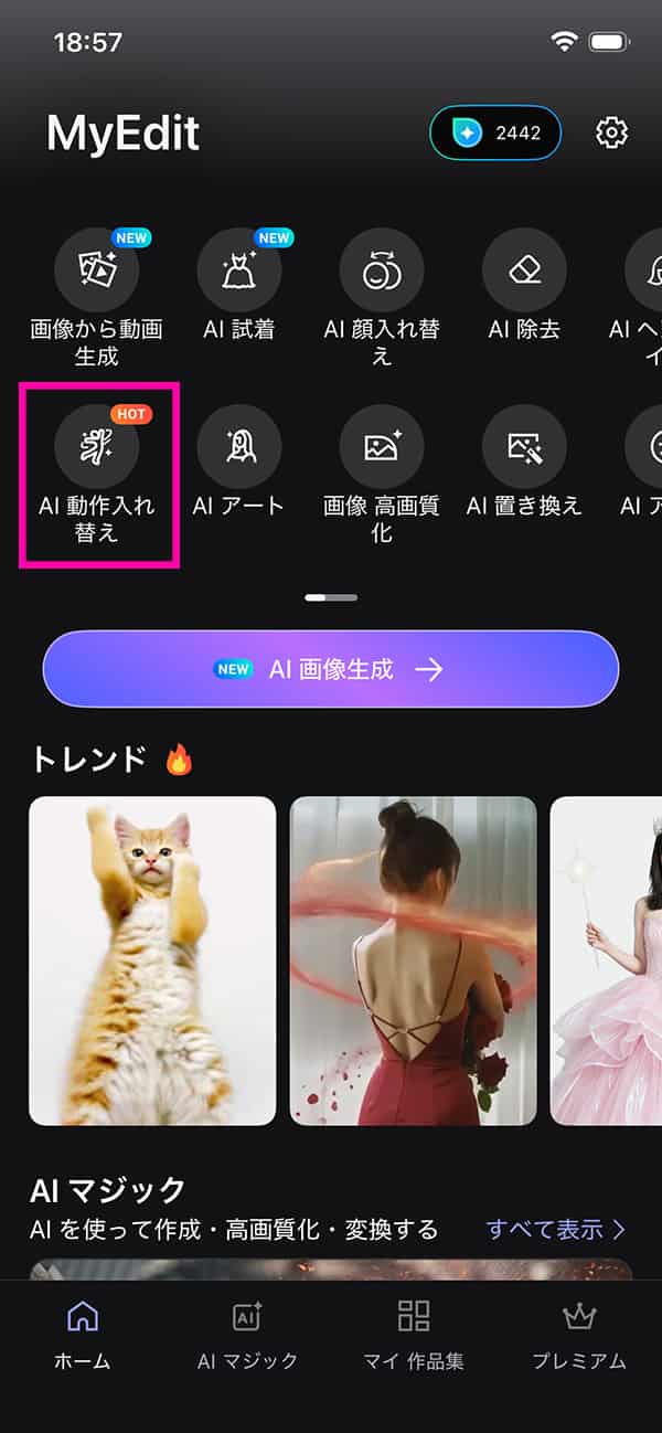 MyEditで動画の生成を開始