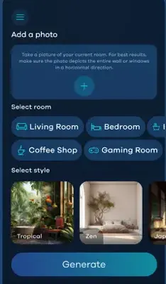 Interfaz de la app Arch para hacer diseño de interiores