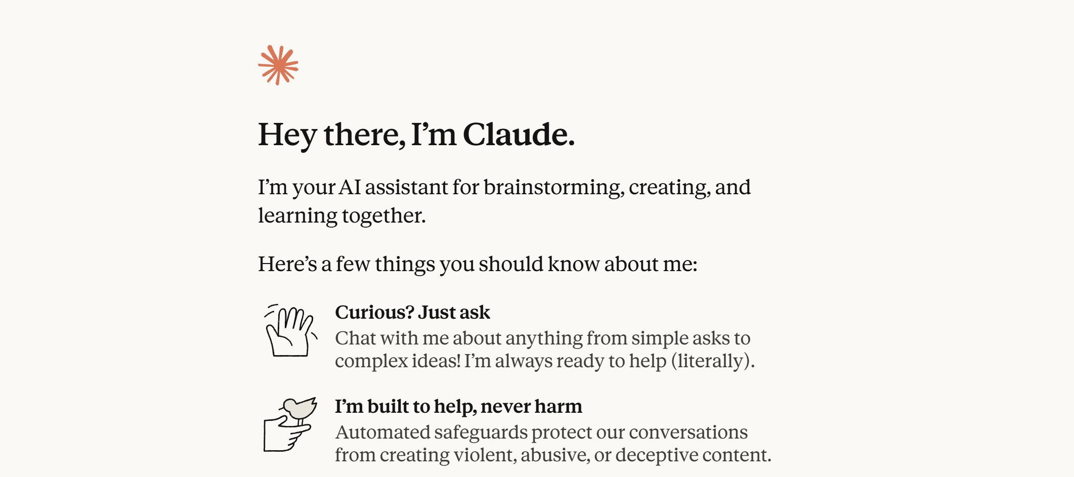 Página de bienvenida de Claude AI