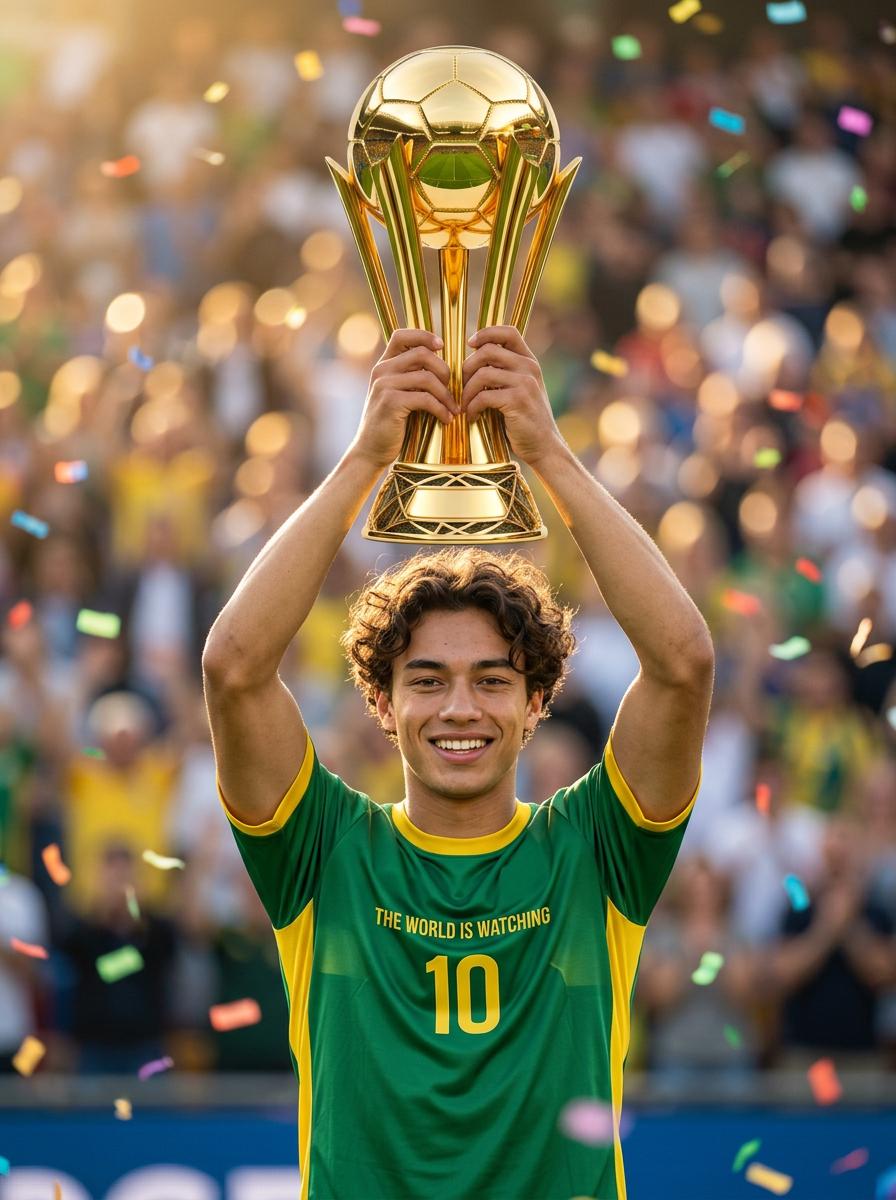 Lifting the World Cup trophy AI filter