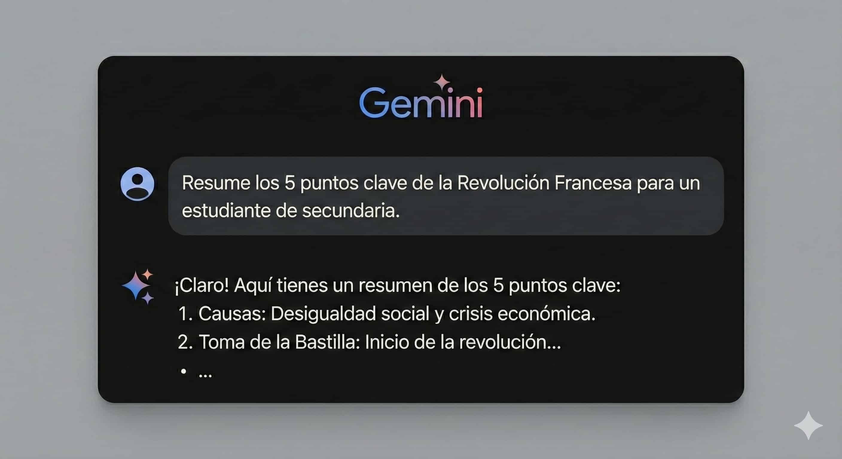 Ejemplo de prompt para Gemini para estudiantes y docentes