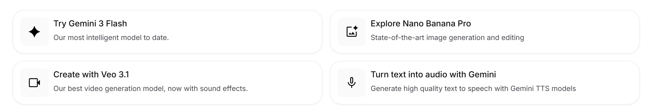 Modelos IA disponibles en Google Studio IA