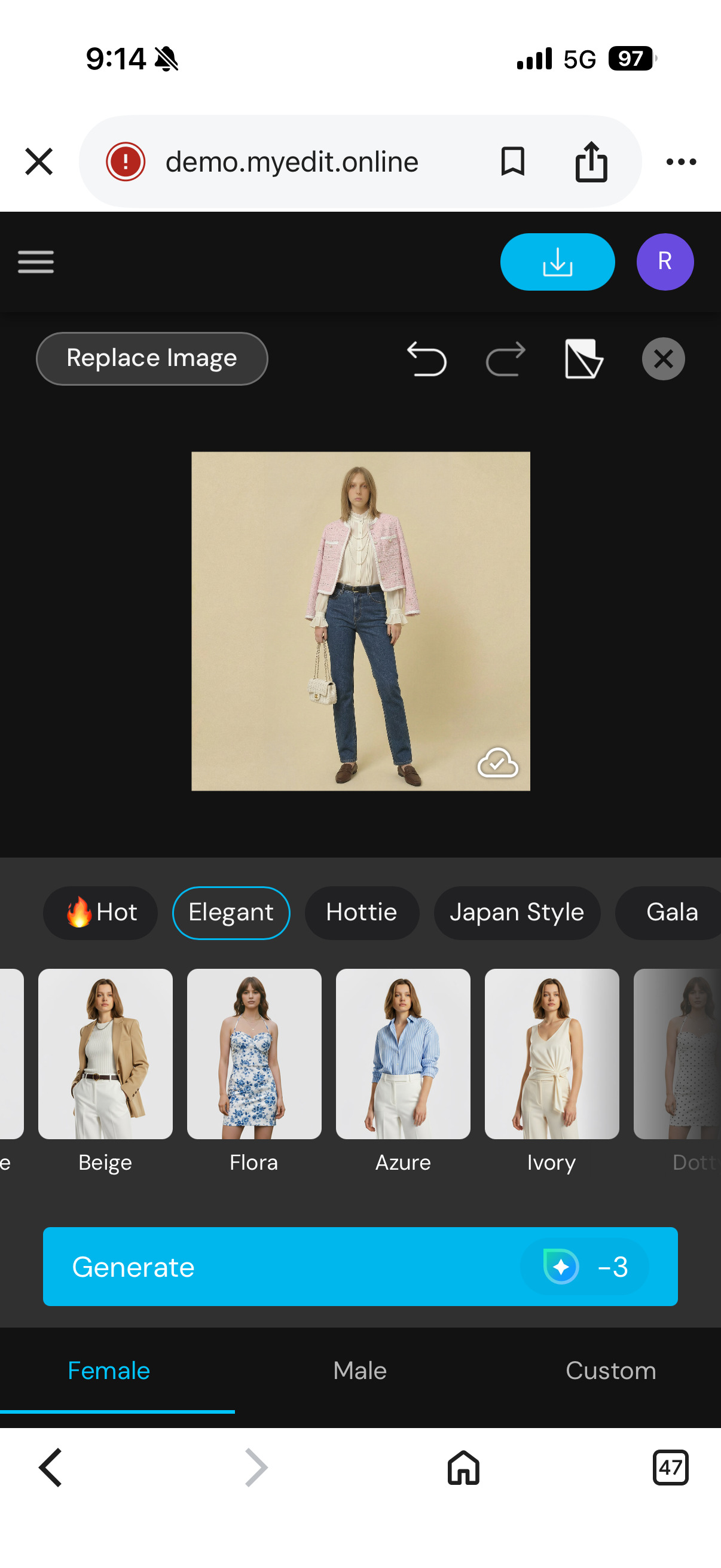 Import your portrait for AI Try-On Tool