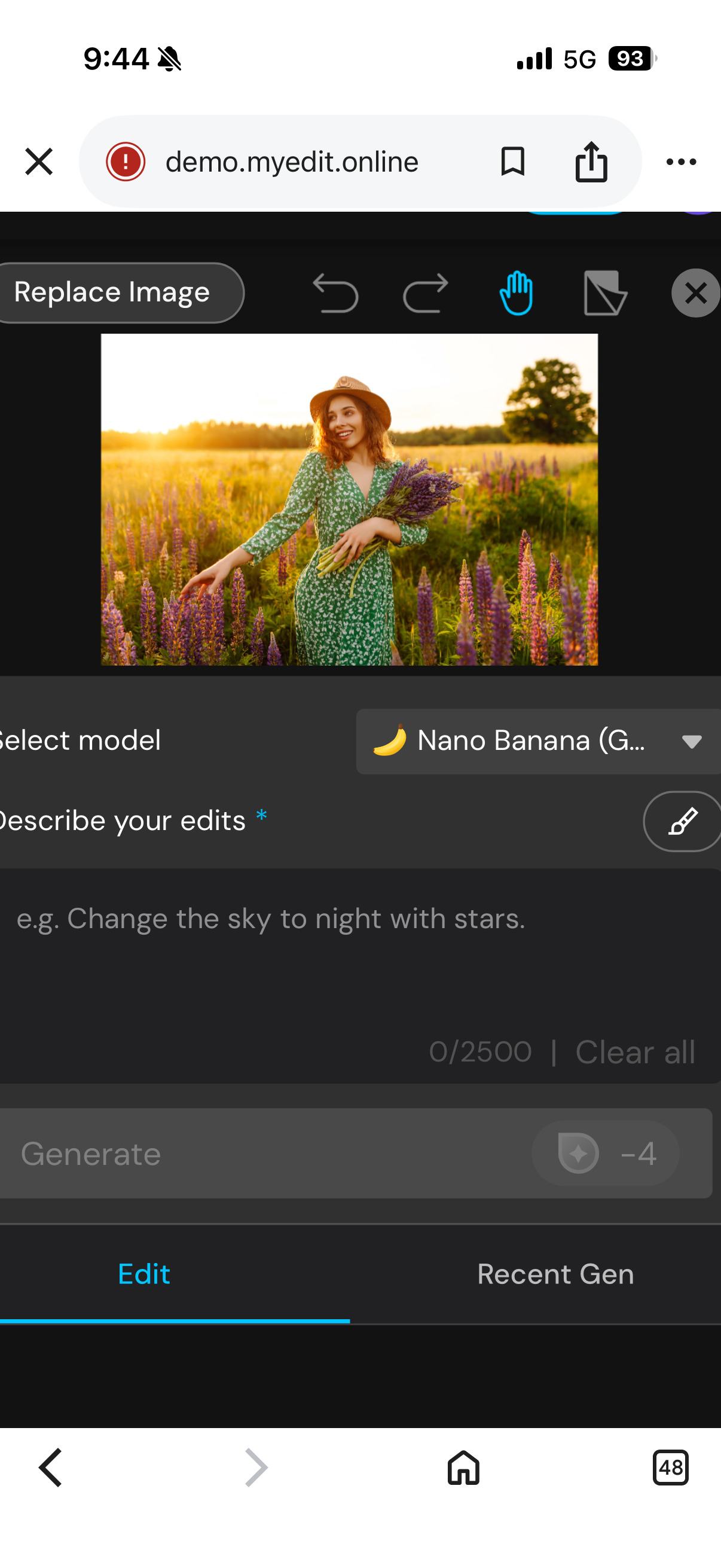 Import a photo to MyEdit