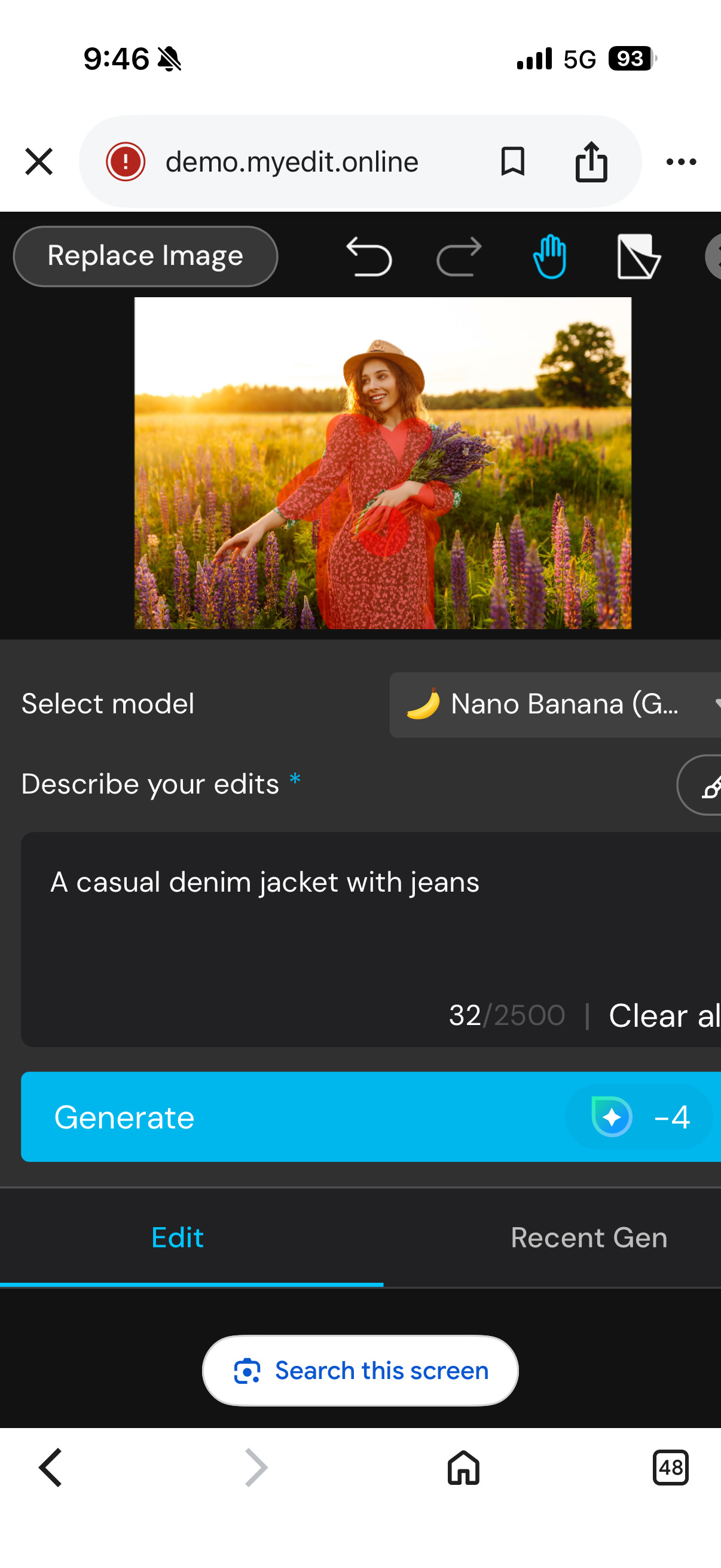 Import a photo to MyEdit