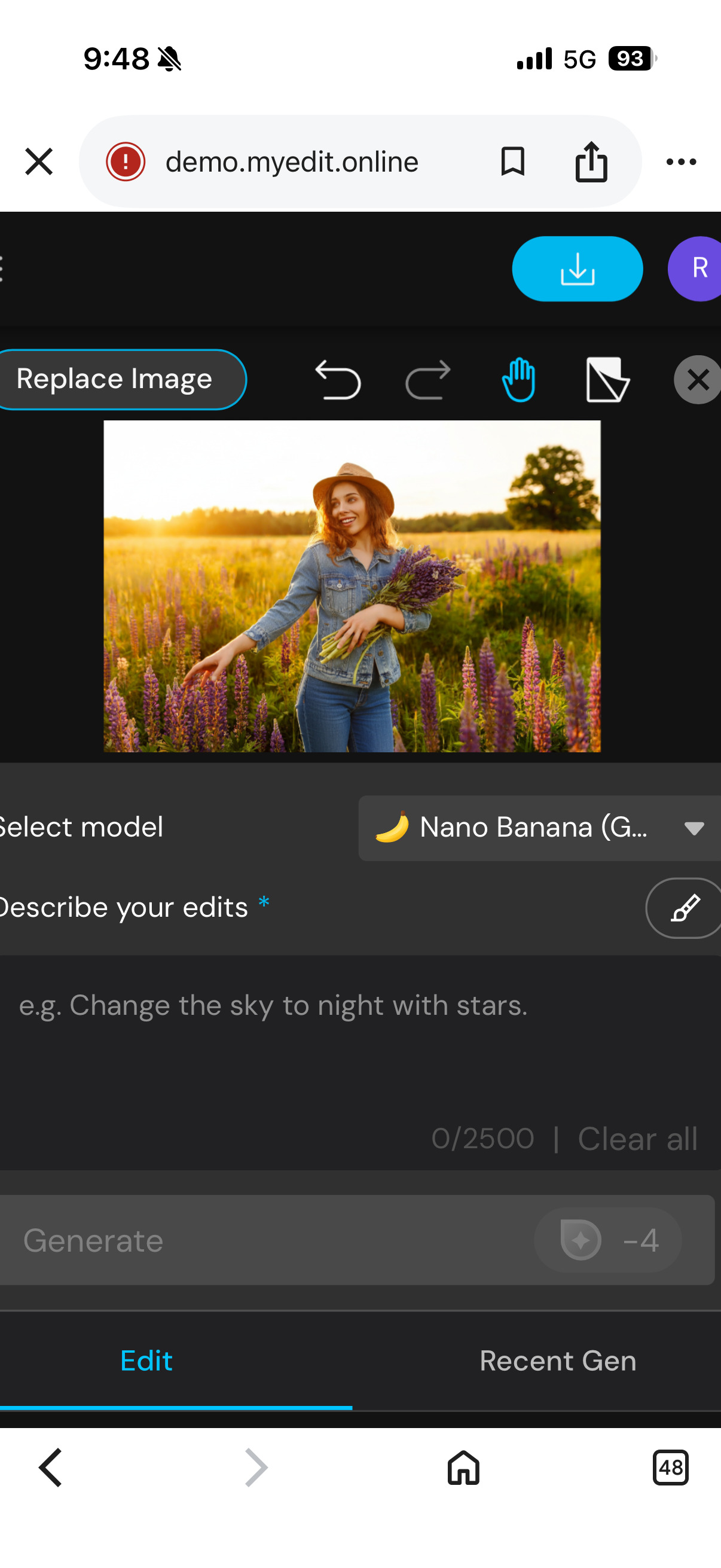 Generate outfit change in AI clothes editor