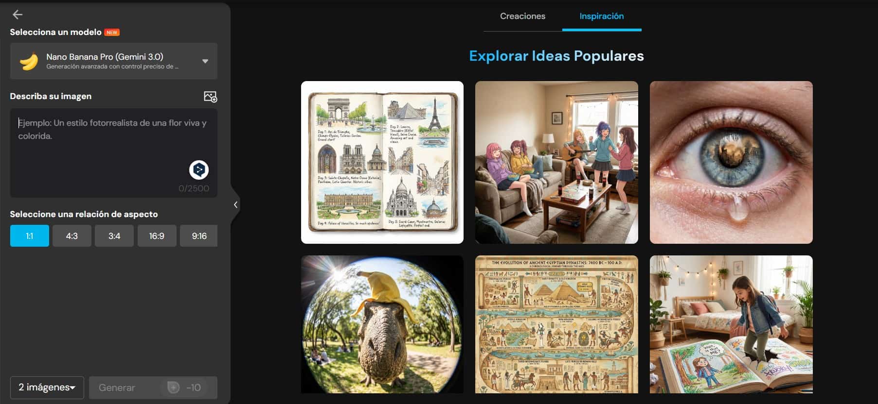 UI del generador de imágenes con IA de MyEdit