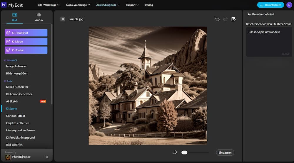 MyEdit - Foto in Sepia umwandeln online