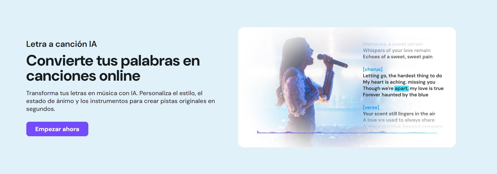 Página de bienvenida del generador de música de MyEdit