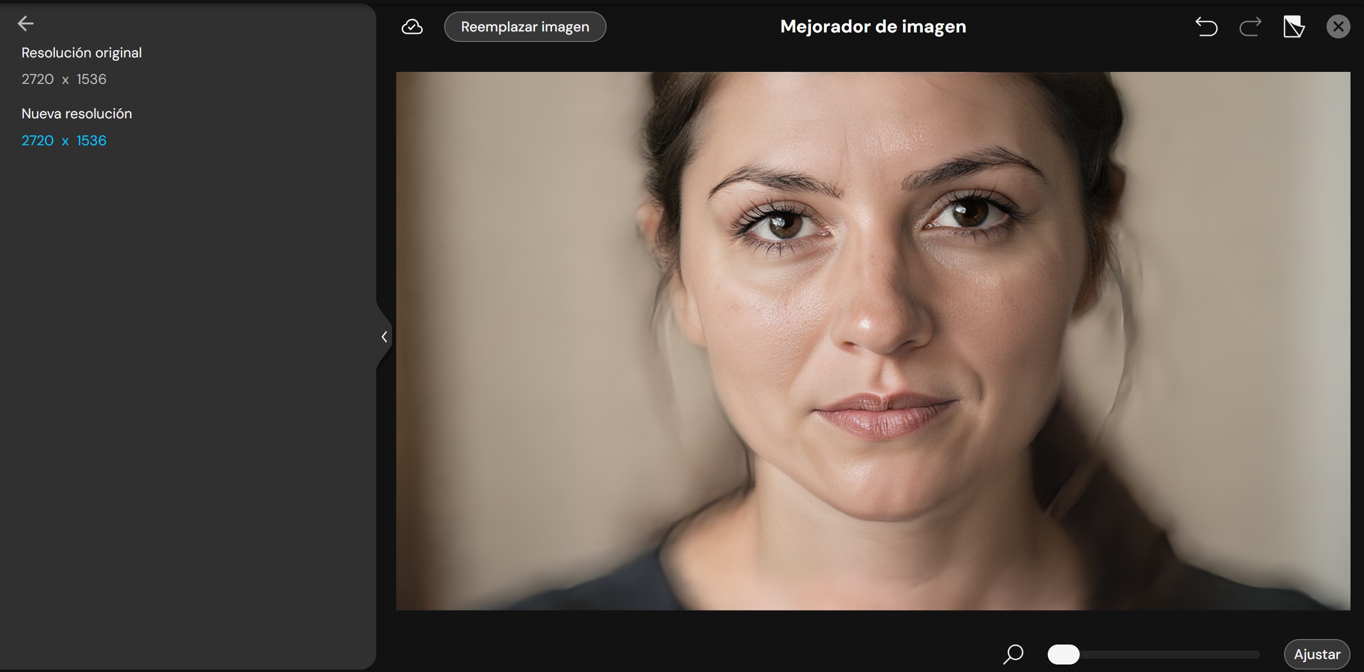 Interfaz del mejorador de imagen de MyEdit