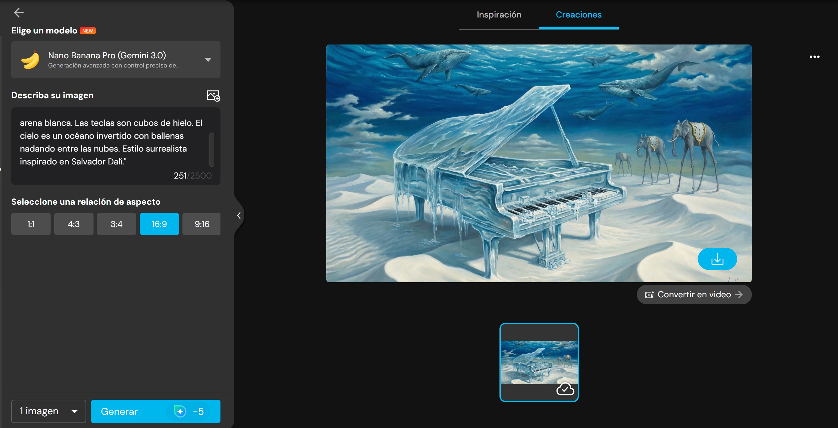 UI del generador de imágenes con IA de MyEdit