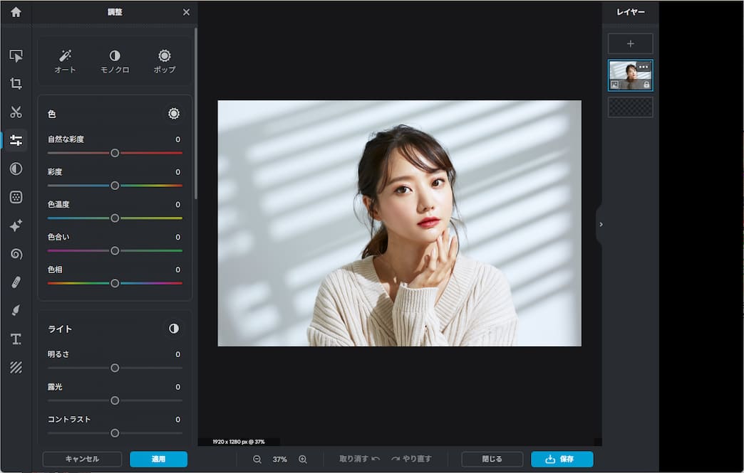 Pixlr インターフェース