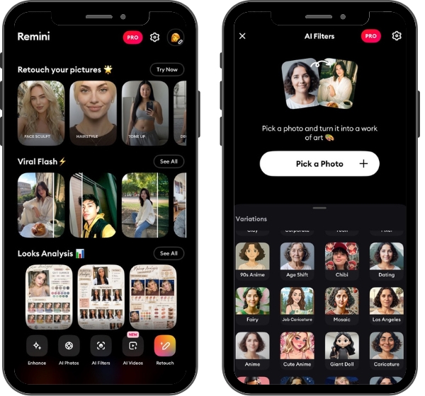Remini app UI