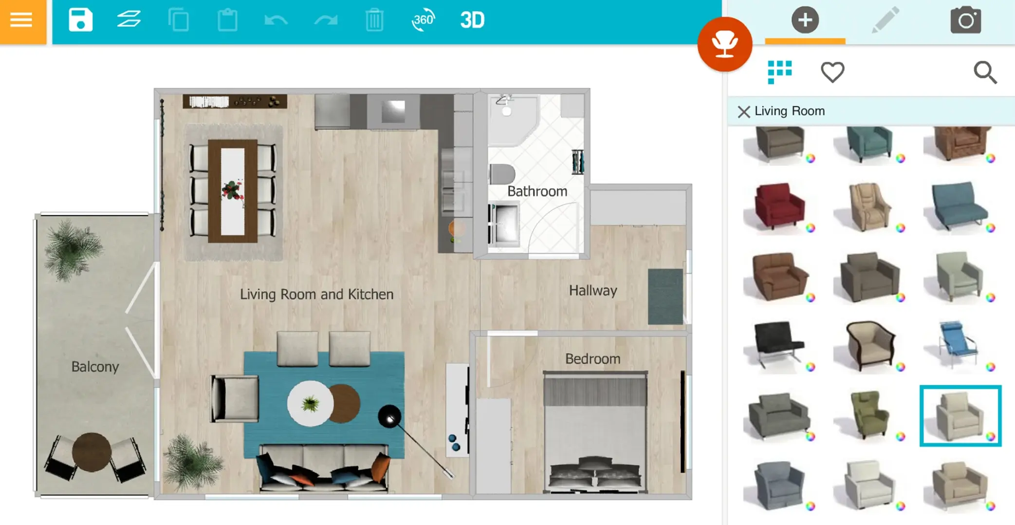 Imagen de la app RoomSketcher para diseño de interiores en 3D