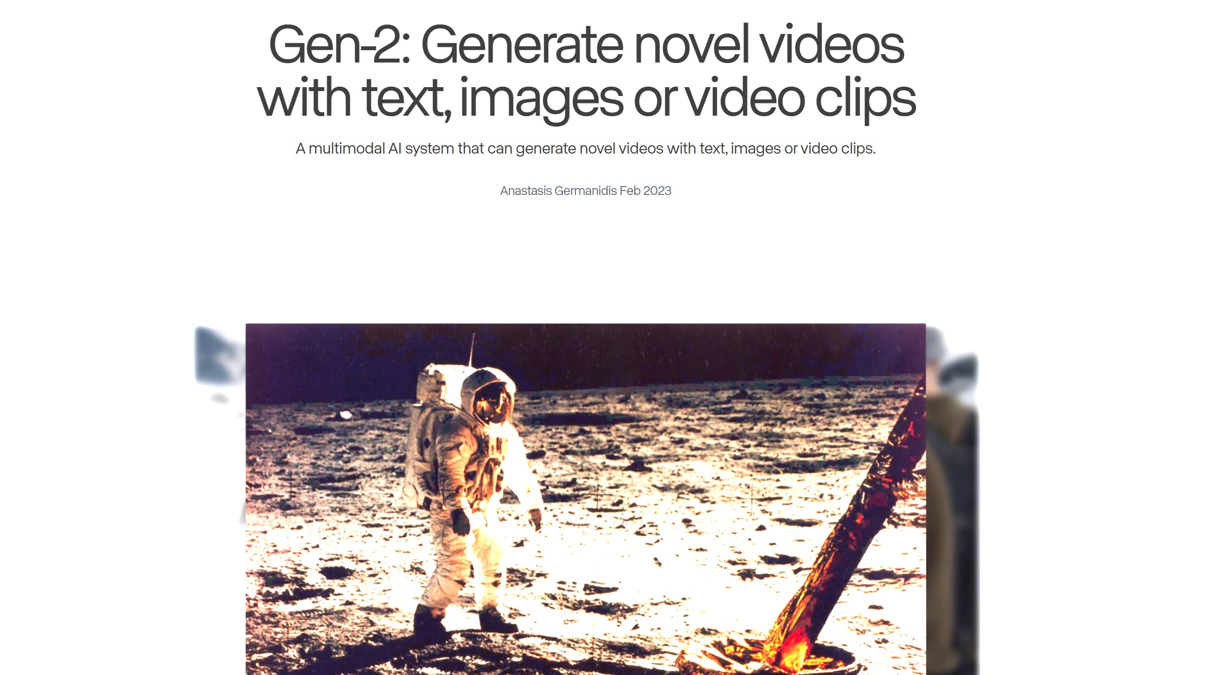 Página de bienvenida de Runway Gen-2