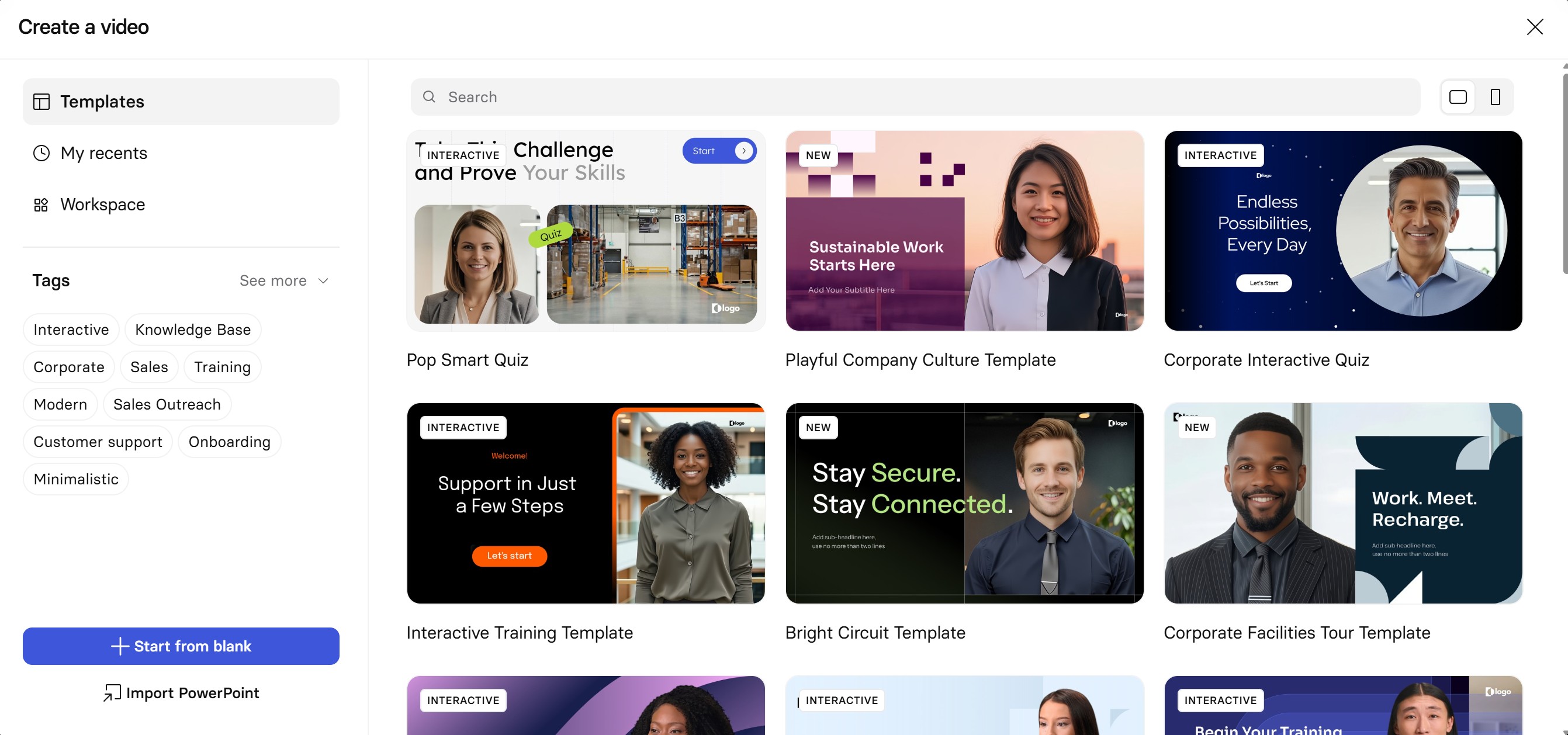 Intefaz del creador de videos de Synthesia IA