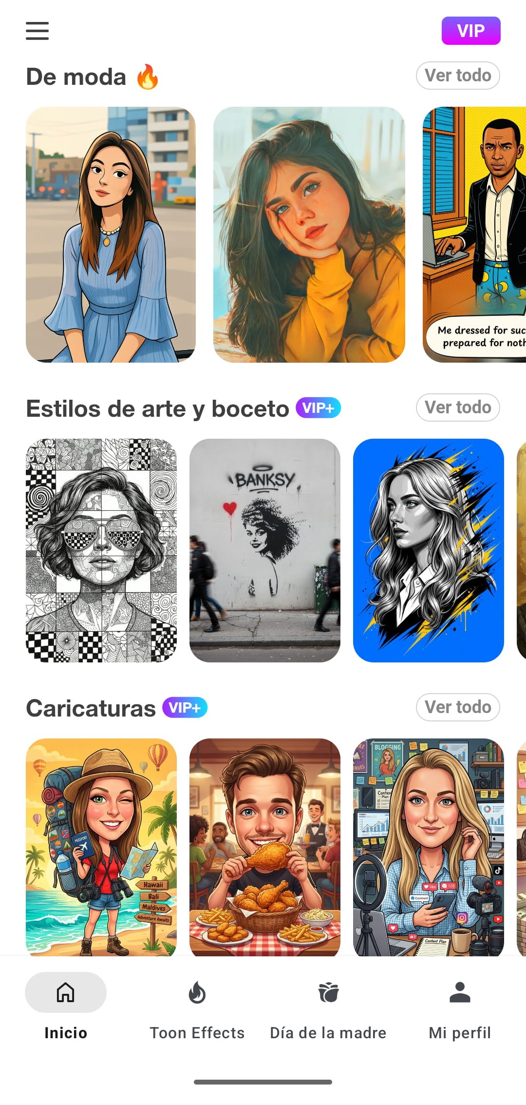 Página de inicio de ToonMe