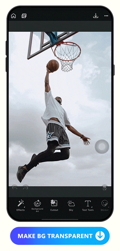 make a guy dunked photo background transparent and manually edit the cut out area