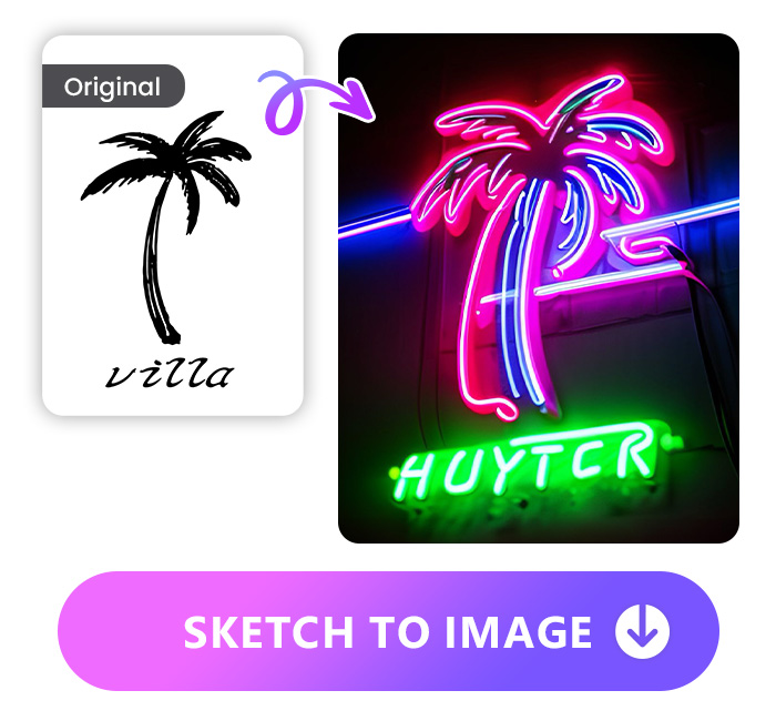 transform a logo skecth to logo image in neon style with MyEdit