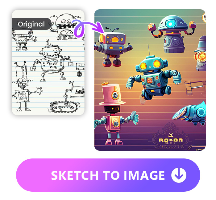 transform a bunch of robot sketches to images with MyEdit