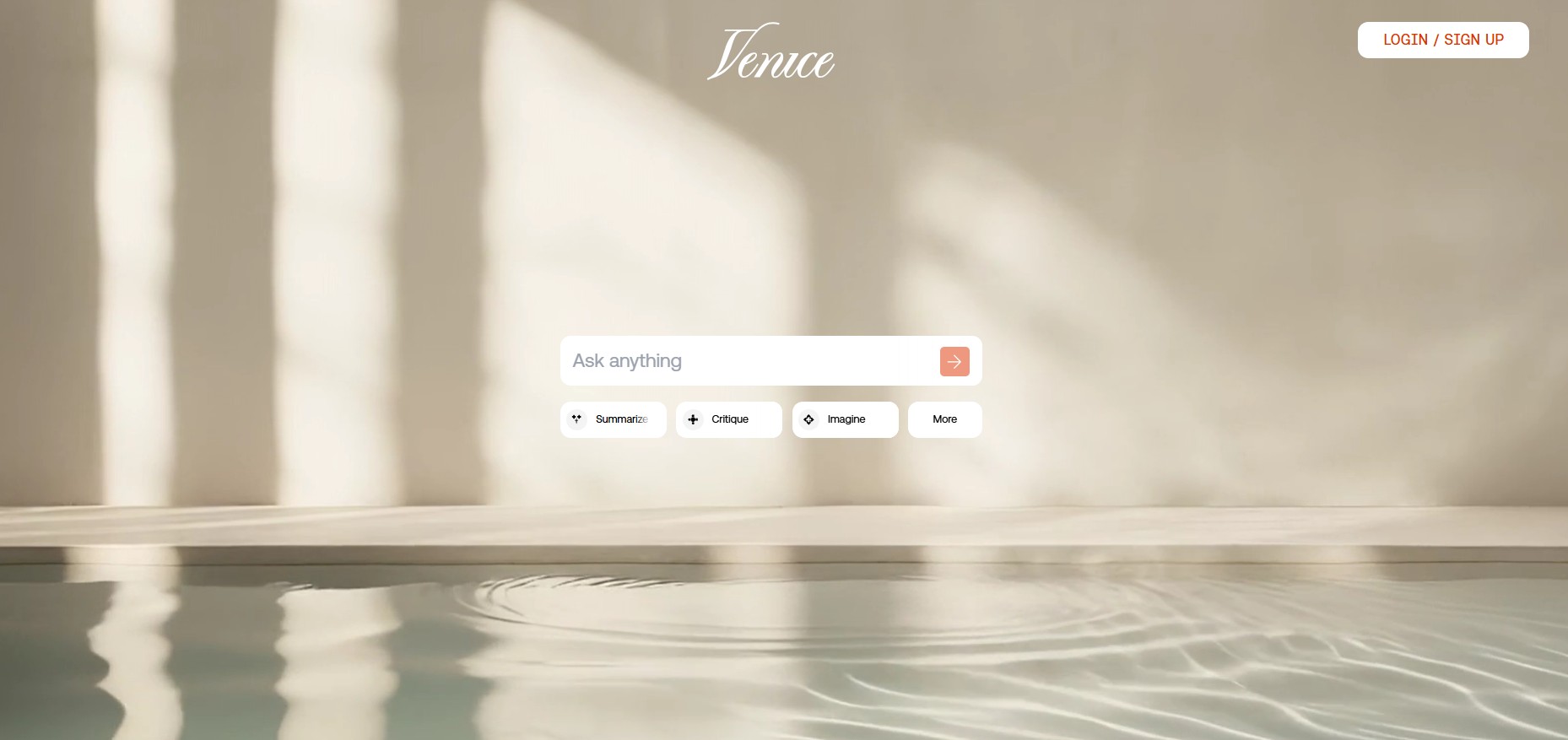 UI de la versión actual de Venice AI