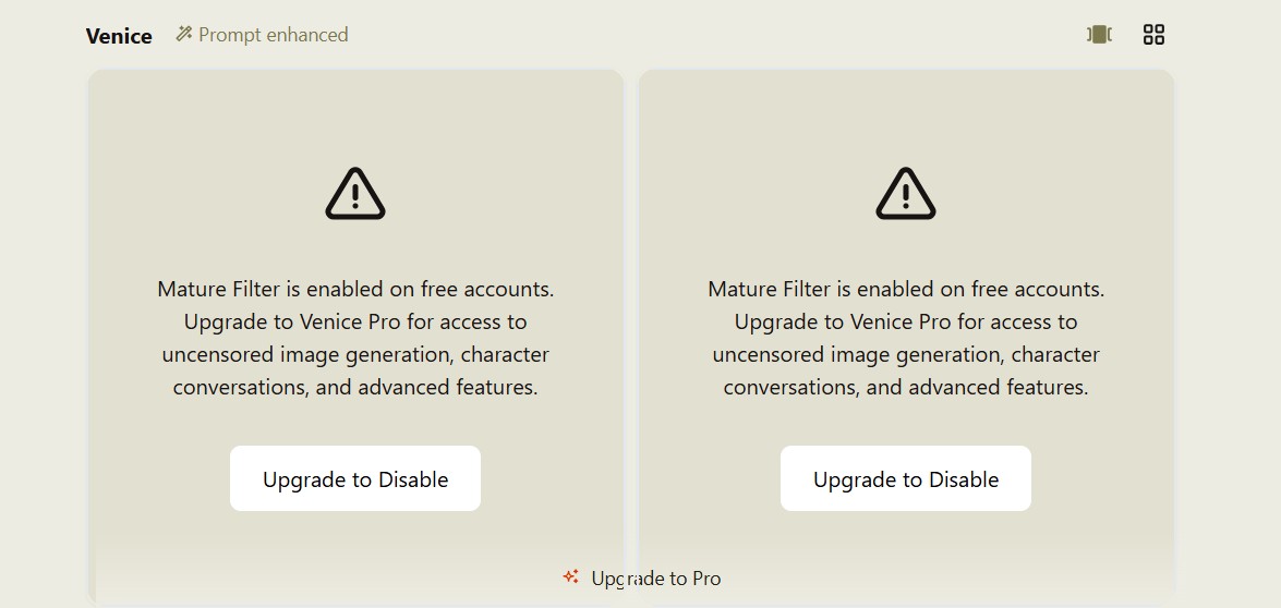 La generación de imágenes sin censura en Venice AI solo está disponible en su modo premium