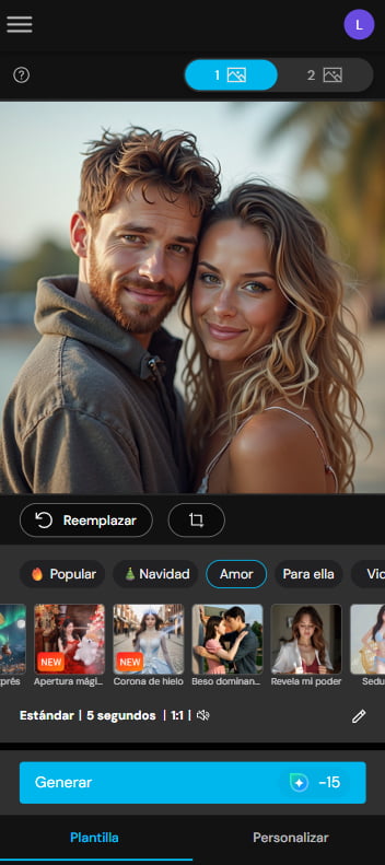 Interfaz de la herramienta Abrazo IA de MyEdit