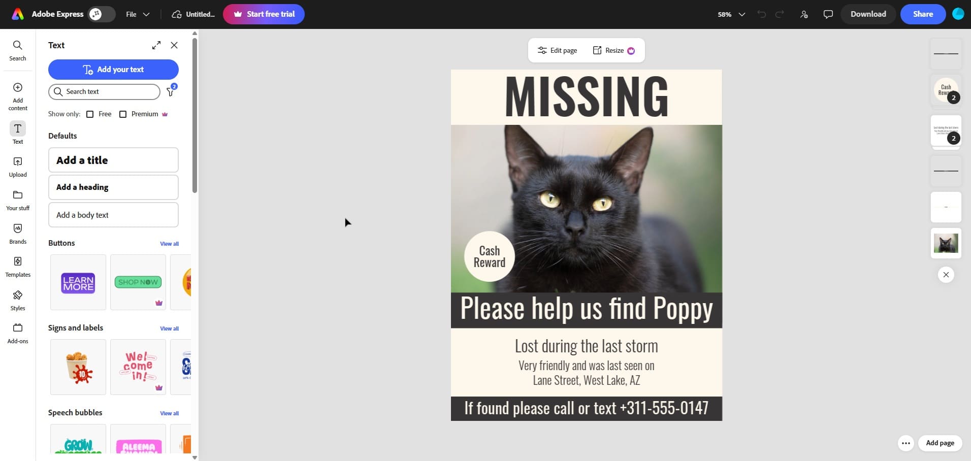 Adobe Express interface canva alternative