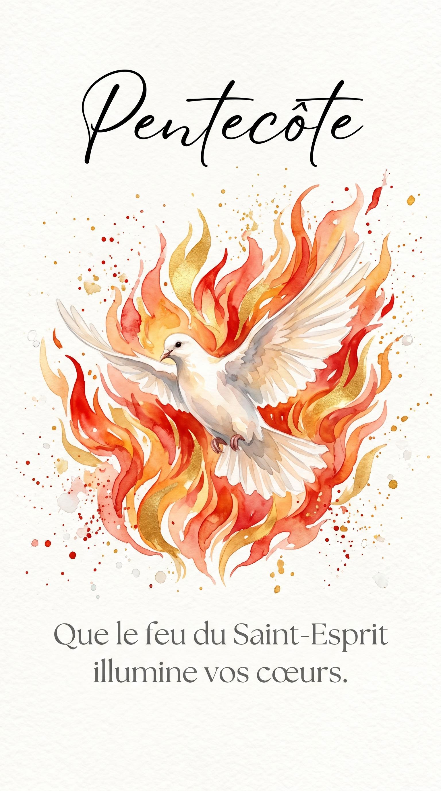 Affiche illustrée style aquarelle pour la Pentecôte, générée par IA