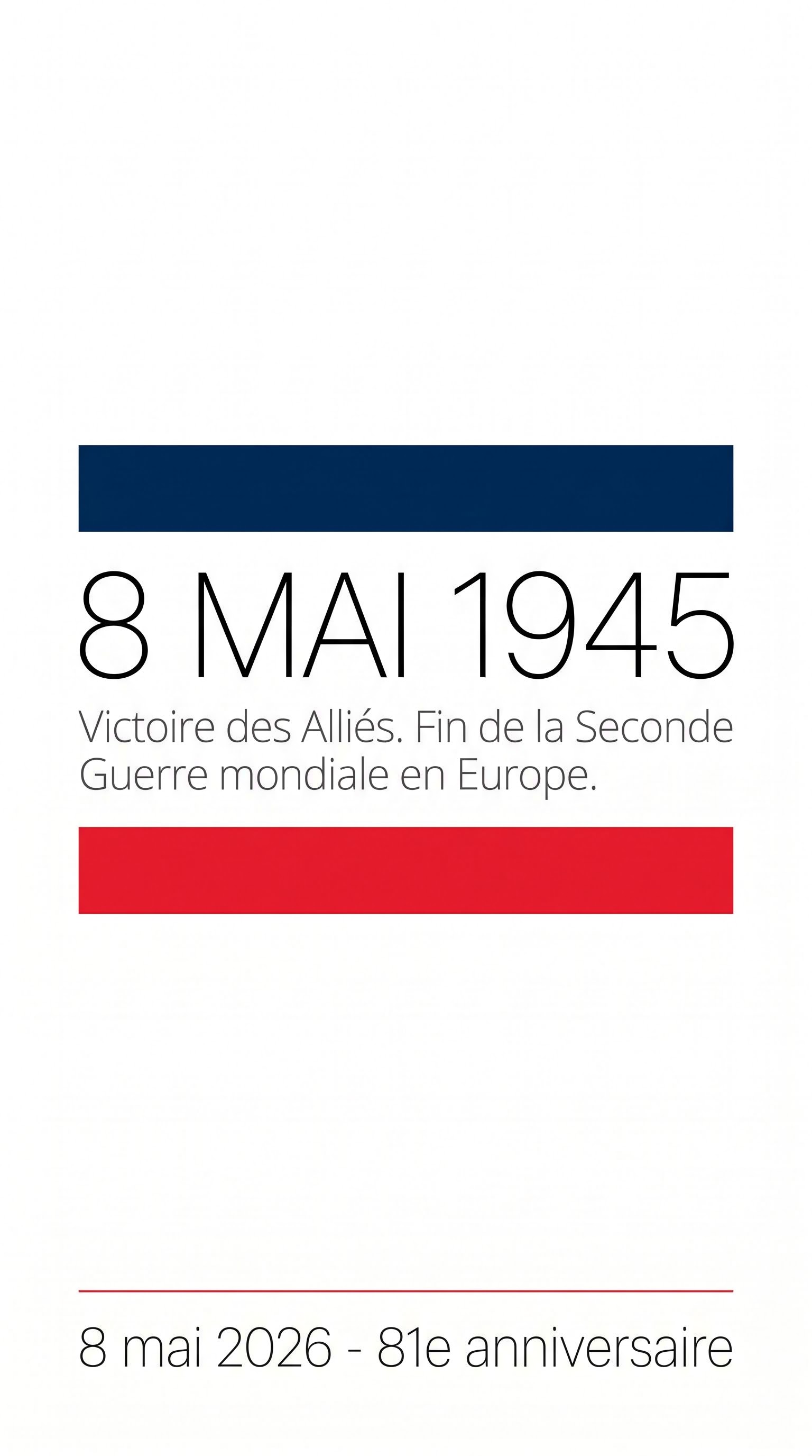 Affiche minimaliste moderne pour le 8 mai, générée par IA