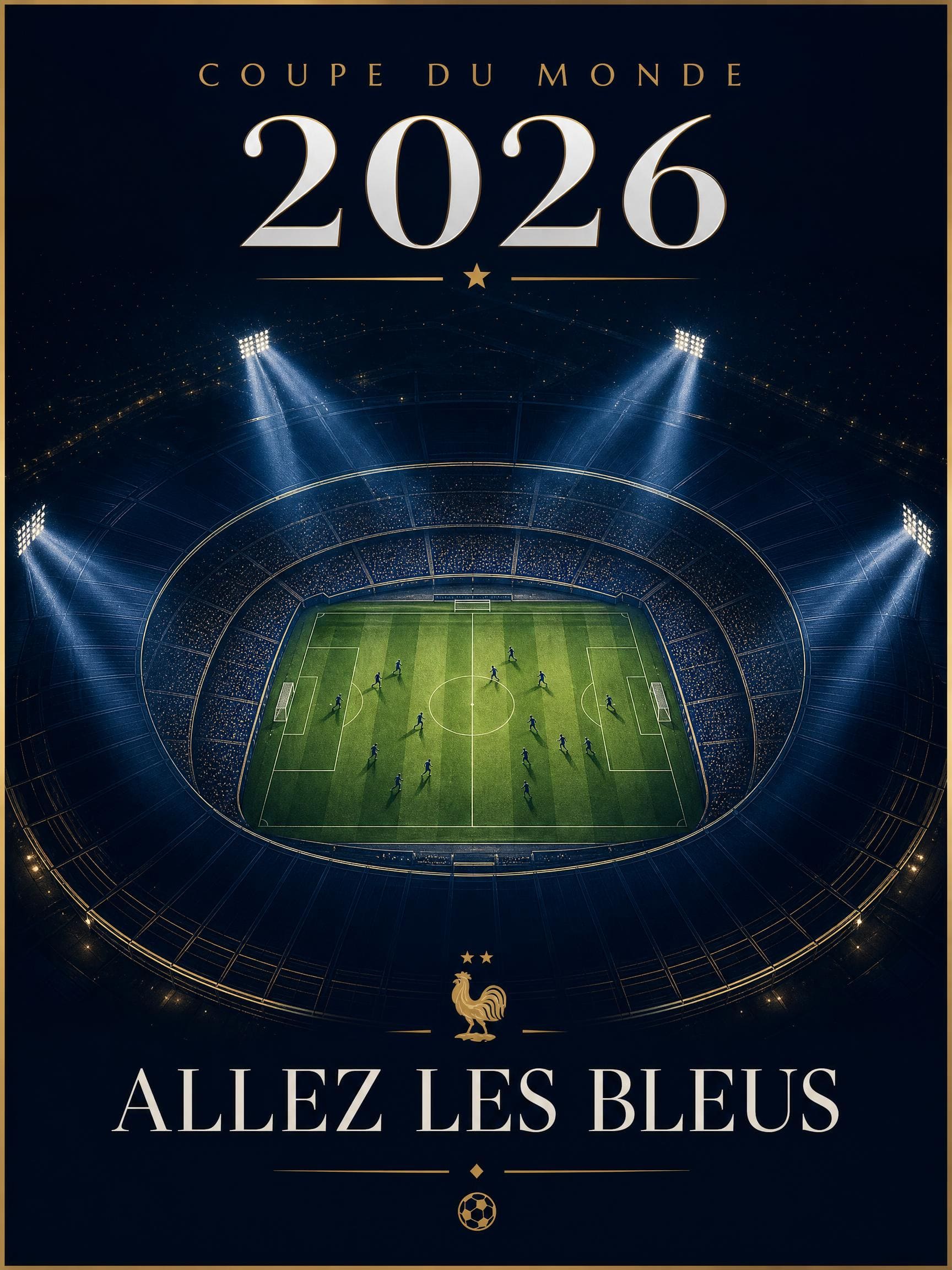 Affiche murale déco Coupe du Monde 2026 équipe de France créée par l'IA