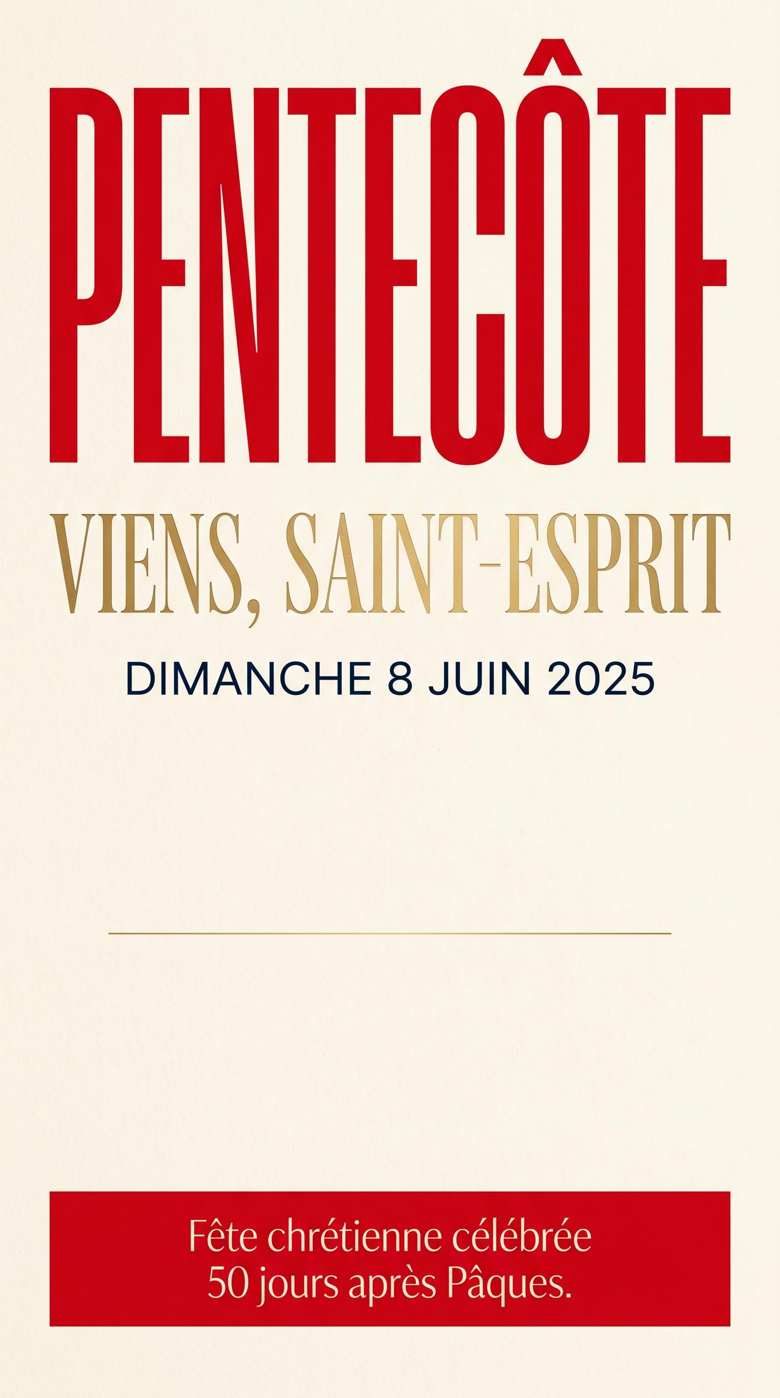 Affiche typographique pour le dimanche de Pentecôte, générée par IA