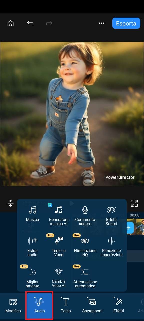 Strumento Audio in PowerDirector