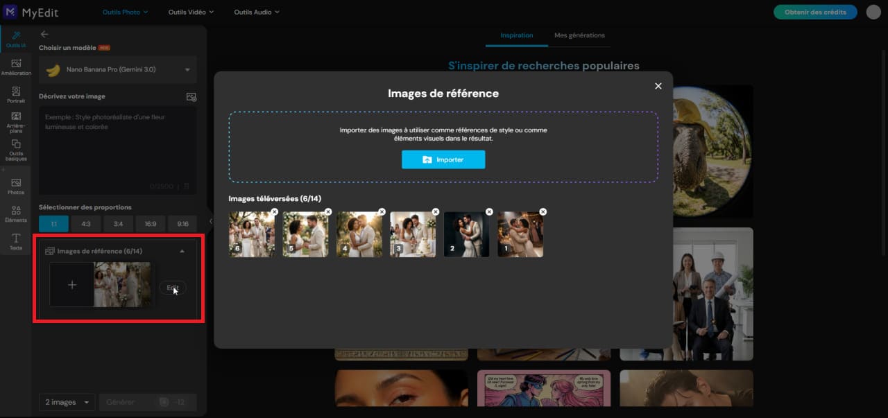 Upload one or multiple images for AI collage