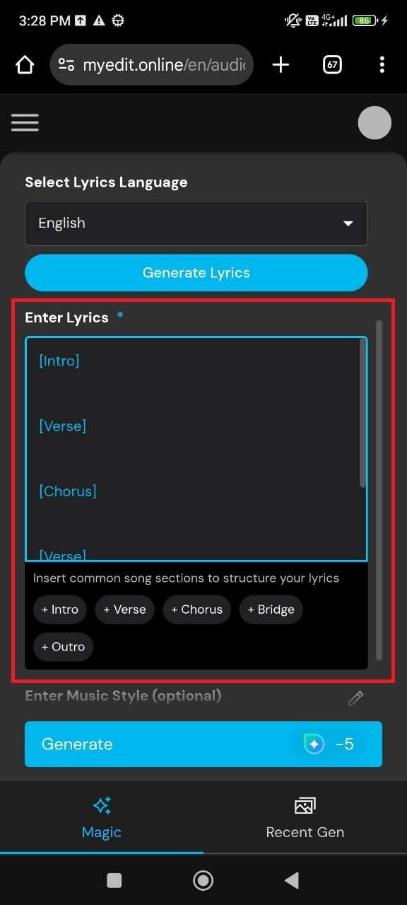 Structure your song with an AI lyrics generator