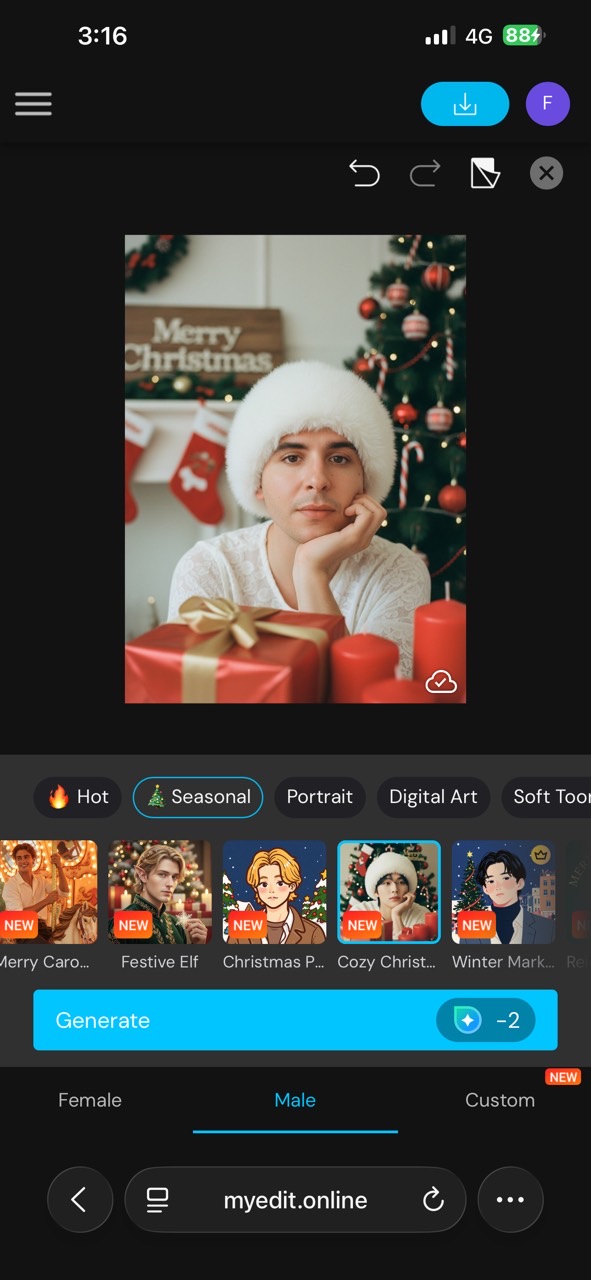 Create AI Santa Claus with Art Filter