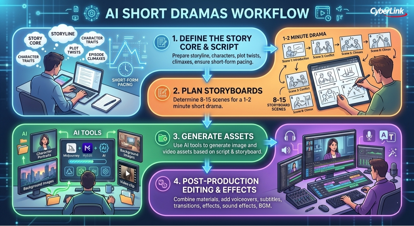 AI drama workflow illustration