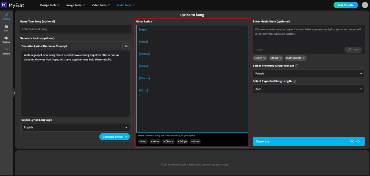 Structure your AI song