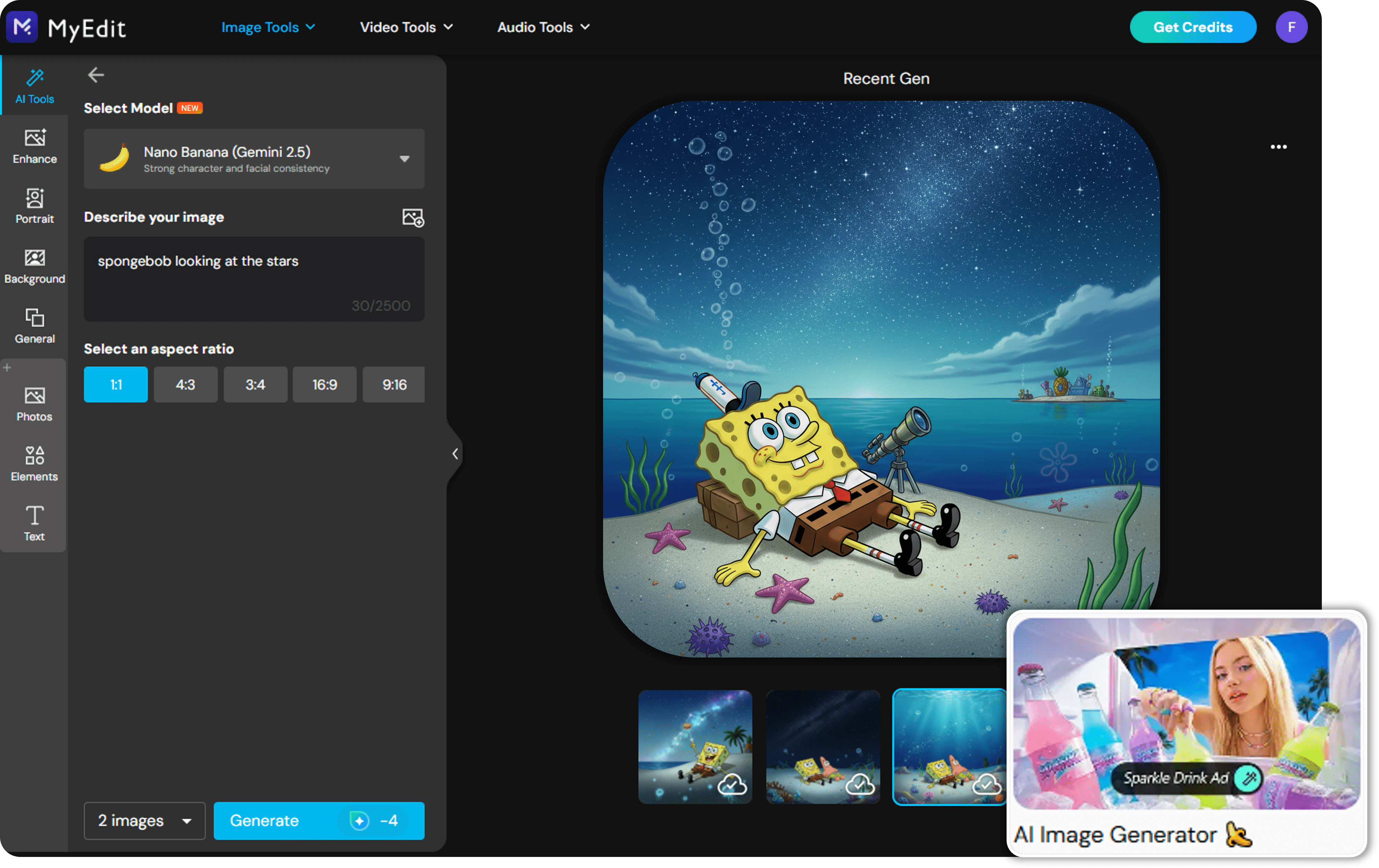Generate AI SpongeBob Visuals with MyEdit