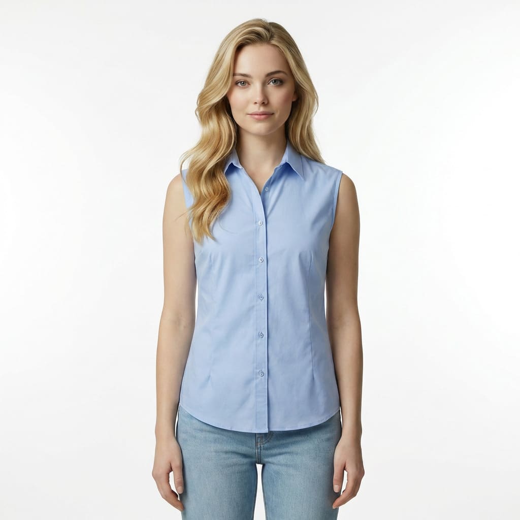 Professional on-model photo of a blouse generated by MyEdit AI Try-On